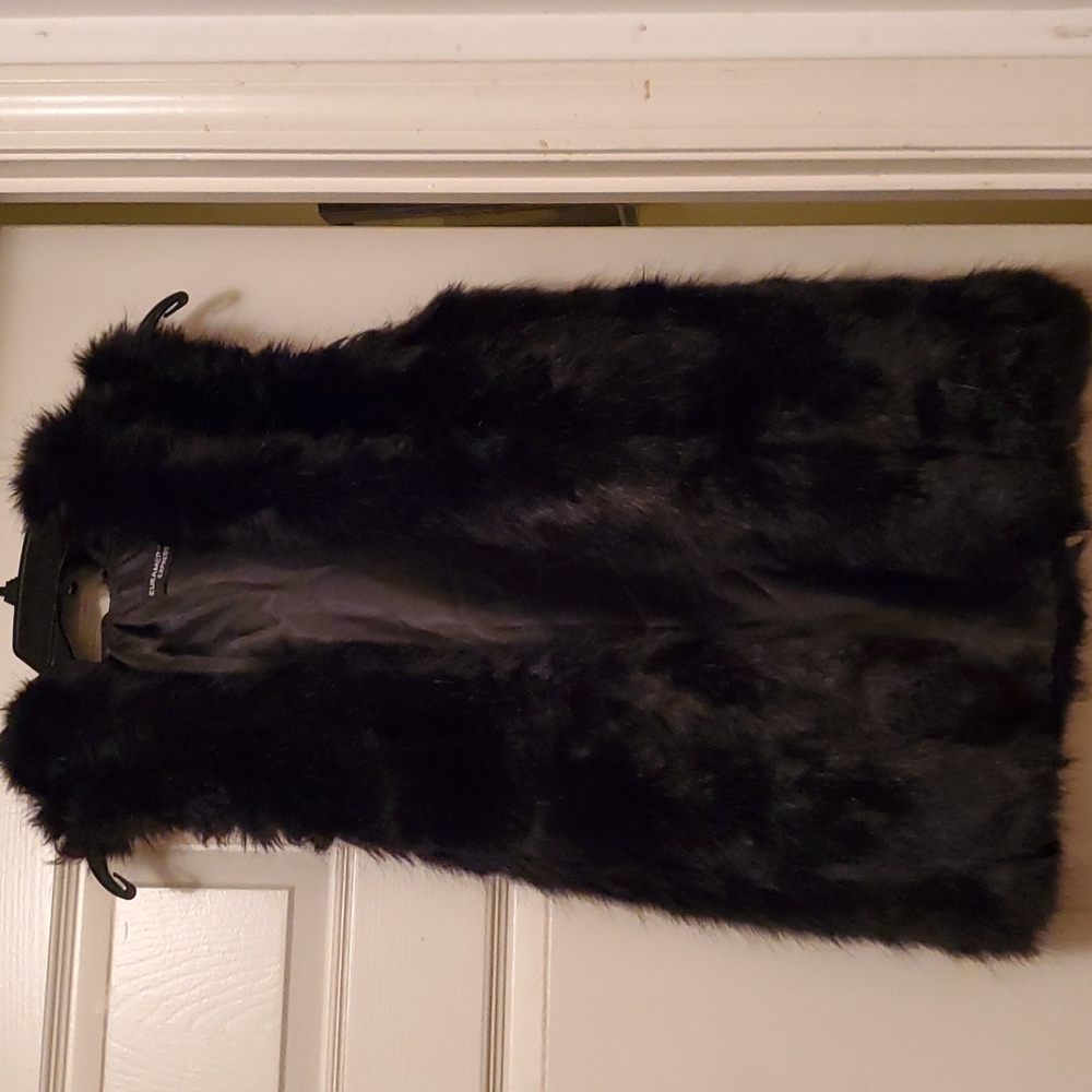 Never worn black fur hood vest